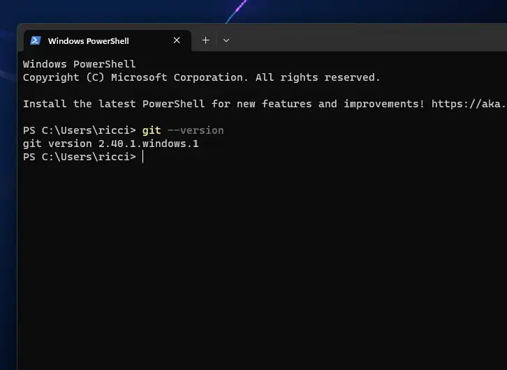 verifica installazione git da windows terminal